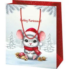 Borsa regalo grande con topolino a tema Natale 26x13x33cm