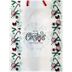 Borsa regalo Merry Christmas con motivo 17,5x22,5x9,5cm