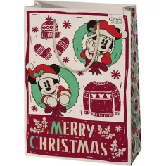 Green Grass borsa regalo premium natalizia grande con Topolino 26x14x33cm