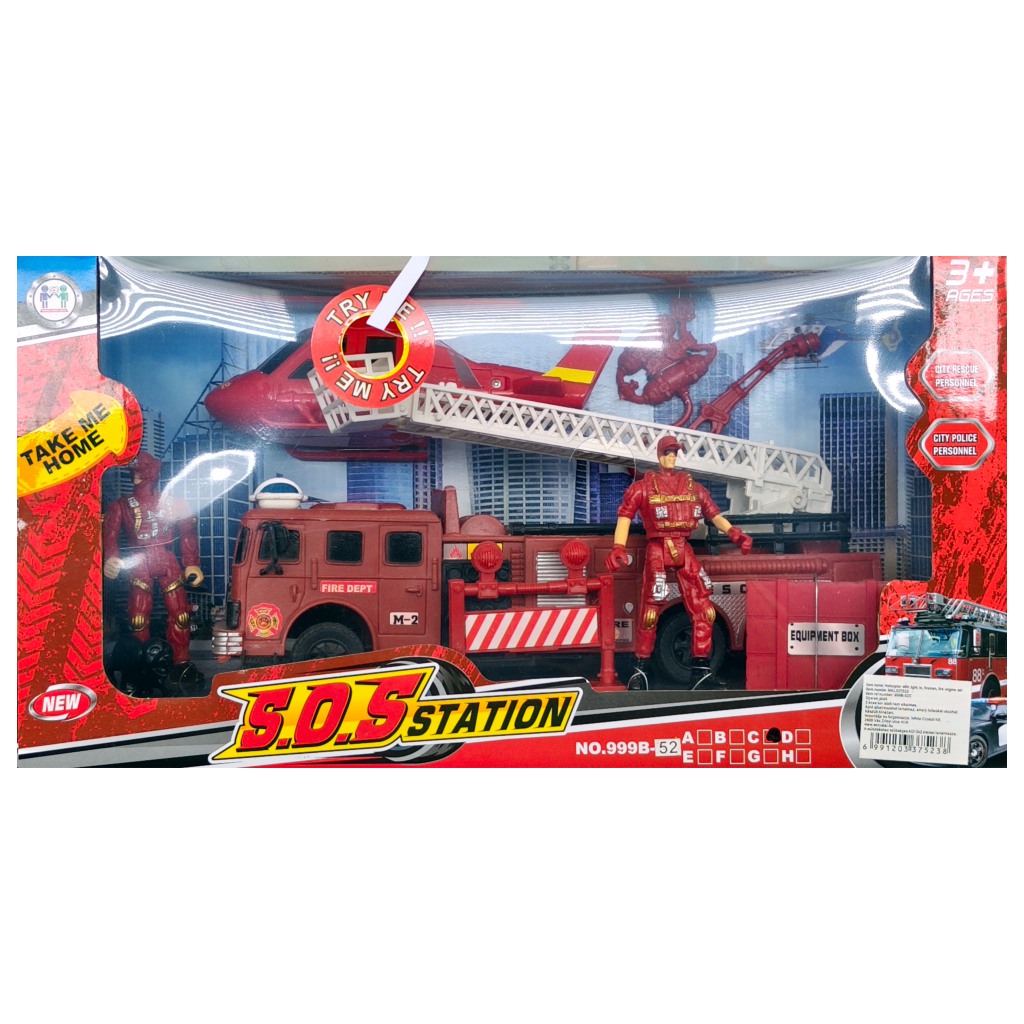 Camion dei pompieri e elicottero con luci, suoni e personaggi immagine 3