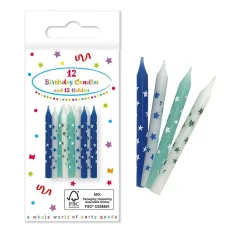 Candele di compleanno blu 12 pezzi