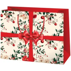 Cardex: Grande borsa regalo con motivo a pois rossi 26x13x33cm