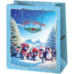Cardex: Sacchetto regalo medio con pinguini di Natale 17x10x23cm