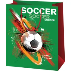 Cardex: Borsa regalo grande con motivo di pallone da calcio 26,7x13,7x33cm