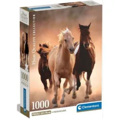 Cavalli al galoppo puzzle da 1000 pezzi con poster - Clementoni