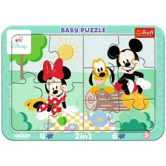 Disney Minnie e Mickey Mouse avventure 2 in 1 puzzle baby con cornice - Trefl