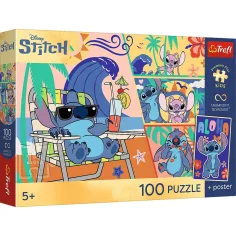 Disney Stitch Giorni di Spiaggia Puzzle da 100 pezzi con Poster - Trefl