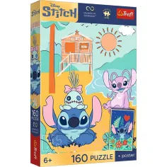 Disney Stitch sulla spiaggia puzzle da 160 pezzi con poster - Trefl immagine 1