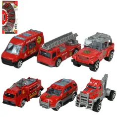 Fire Rescue: Set di 6 auto dei pompieri in scala 1/64
