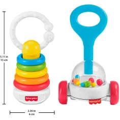 Fisher-Price: set di sonagli colorati da 2 pezzi per bambini - Mattel immagine 3