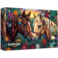 Flamingo puzzle con fiori 400 pezzi - Trefl immagine 1