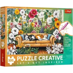 Gatti nel giardino fiorito – puzzle creativo da 500 pezzi – Trefl