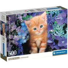 Gatto rosso tra i fiori puzzle compatto HQC da 500 pezzi - Clementoni immagine 1