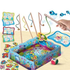 Gioco da pesca magnetico in legno Montessori immagine 2