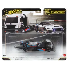 Hot Wheels: Aero Lift trasportatore di auto e 2024 Ford Mustang RTR SPEC 5-FD macchina in miniatura 1/64 - Mattel