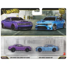 Hot Wheels: Deluxe 2018 Dodge Challenger SRT Demon e 2015 Dodge Charger SRT set di 2 auto in miniatura 1/64 - Mattel