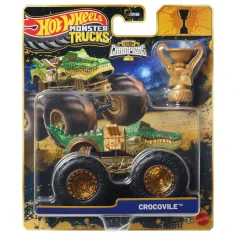 Hot Wheels Monster Trucks: Crocovile campione monster truck con trofeo 1/64 - Mattel