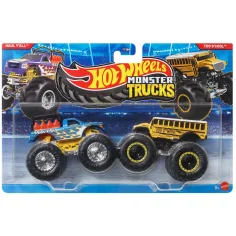 Hot Wheels Monster Trucks: Haul Y'All vs Too S'Cool set di 2 auto 1/64 - Mattel