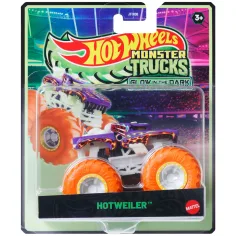 Hot Wheels Monster Trucks: Hotweiler macchinina che si illumina al buio in scala 1:64 - Mattel