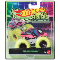 Hot Wheels Monster Trucks: Piran-Ahhhh automobilina 1/64 che si illumina al buio - Mattel