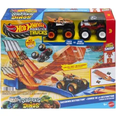 Hot Wheels Monster Trucks: Set di pista di inseguimento con 2 macchinine - Mattel
