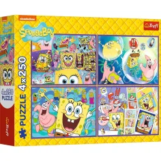 Il mondo straordinario di SpongeBob puzzle 4x250 pezzi - Trefl immagine 1