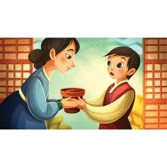 Il bambino e il vaso di fiori vuoto diafilm (Serie di diapositive del patrimonio delle fiabe)