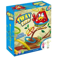 Gioco da tavolo di abilità con lancio degli anelli e uccellino in movimento