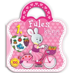 Ragazza con orecchie libro da colorare con adesivi - 1. Bicicletta
