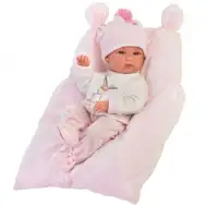 Llorens: Bimba bambola neonata con cuscino, cappellino lavorato a maglia 35cm
