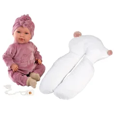 Llorens: Bambola Mimi Llorana 42cm con suono, tuta con orsetto e cuscino immagine 3
