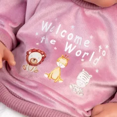 Llorens: Tina bambola neonata da 43 cm con cuscino e berretto rosa immagine 3
