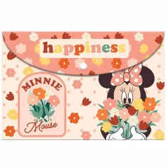 Luna: Cartella portadocumenti in plastica con bottone Minnie Mouse formato A/4