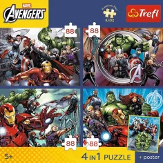 Marvel Avengers - puzzle Premium Plus Kids da 4 x 88 pezzi - Trefl immagine 2