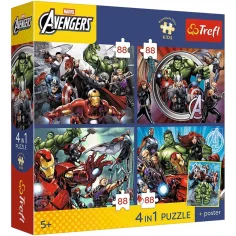 Marvel Avengers - puzzle Premium Plus Kids da 4 x 88 pezzi - Trefl