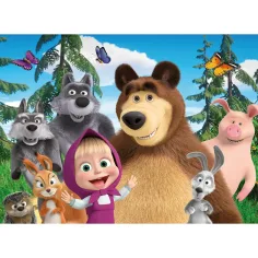 Masha e Orso 2 in 1 Eco puzzle da 60 pezzi e da colorare 70x50 cm - Lisciani immagine 2