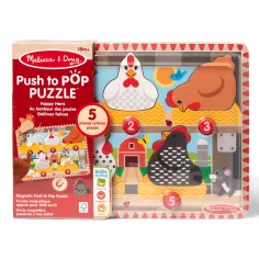 Melissa&Doug Push to Pop Puzzle – Puzzle di legno con galline felici - Spin Master