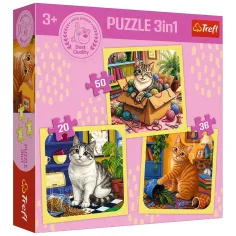 Momenti felici con gatti 3 in 1 puzzle da 50, 36 e 20 pezzi - Trefl immagine 1
