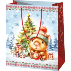 Natale con criceti borsa regalo di dimensioni normali 11x6x14cm