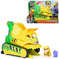 Paw Patrol Il Film dei Dinosauri: Veicolo mordace Chomp & Rescue con figura di Rubble - Spin Master