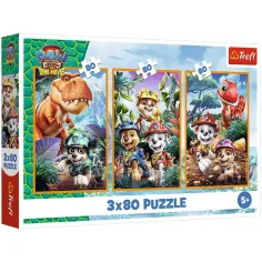 Paw Patrol Isola dei Dinosauri - puzzle da 3 x 80 pezzi - Trefl immagine 1