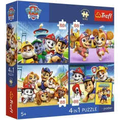 Paw Patrol - puzzle Premium Plus Kids da 4 x 88 pezzi - Trefl