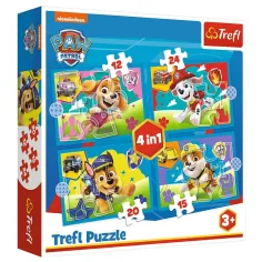 Paw Patrol: Set di puzzle 4 in 1 con cuccioli in movimento - Trefl