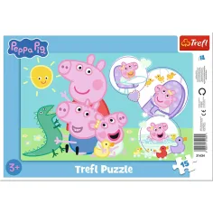 Peppa Pig divertimento familiare puzzle incorniciato da 15 pezzi - Trefl