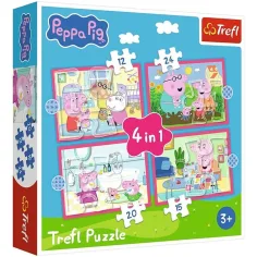 Peppa Pig - puzzle 4 in 1 da 12,15,20,24 pezzi - Trefl