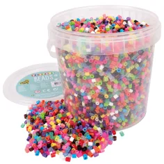 PlayBox: confezione da 10000 pezzi di perline MIDI glitterate da 5mm in un secchio
