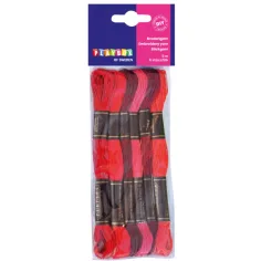 PlayBox: Filo da ricamo rosso 6 pezzi in diverse sfumature di colore 8m