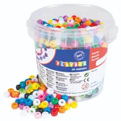 PlayBox: Set di perline colorate in plastica da 1200 pezzi in secchio