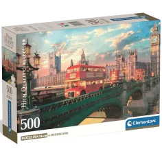 Puzzle compatto HQC da 500 pezzi al tramonto del ponte di Westminster - Clementoni
