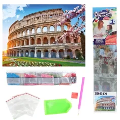 Puzzle con diamanti: Set di pittura con diamanti Colosseo di Roma 30x40cm immagine 2